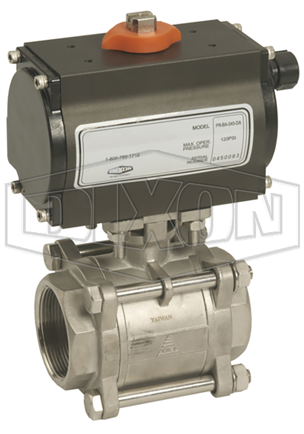 BV2IGN Series Pneumatically Actuated Stainless Steel Ball Valves 3-Piece